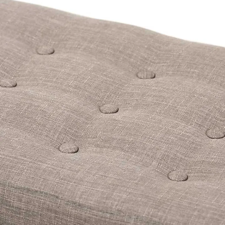 Kirklands Home Benches & Ottomans|Light Tufted Walnut Wood Bench Gray