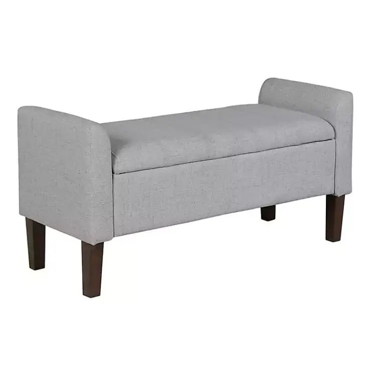 Kirklands Home Benches & Ottomans|Light Upholstered Blaire Storage Bench Gray