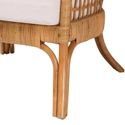 Kirklands Home Accent Chairs|Light Honey Rattan Curved Accent Chair Ivory