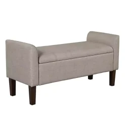 Kirklands Home Benches & Ottomans|Light Taupe Upholstered Blaire Storage Bench Tan