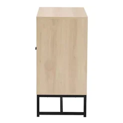 Kirklands Home Cabinets & Sideboards|Light Wood and Rat 2-Door Cabinet Tan