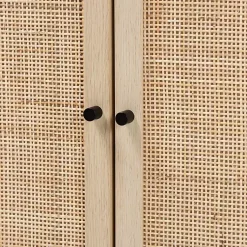 Kirklands Home Cabinets & Sideboards|Light Wood and Rat 2-Door Cabinet Tan