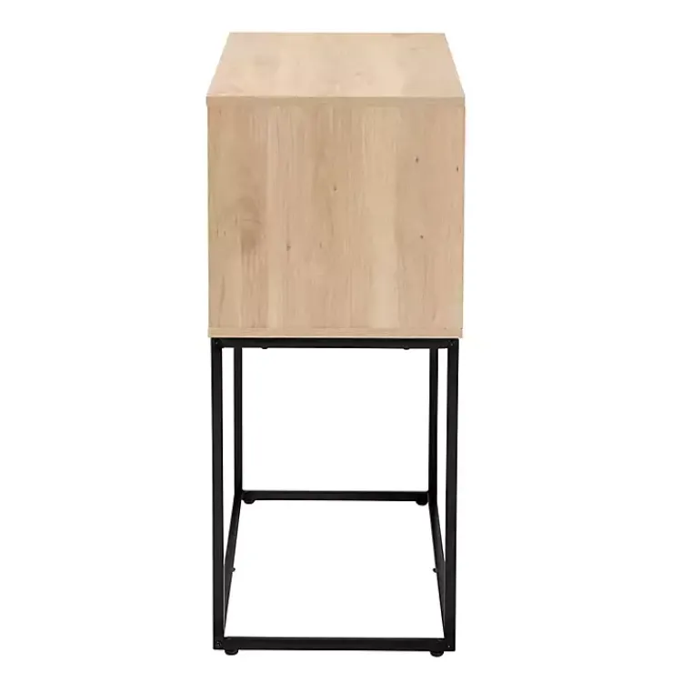 Kirklands Home Cabinets & Sideboards|Light Wood and Rat Sliding Door Cabinet Tan