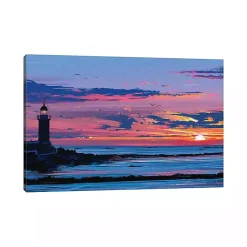 Kirklands Home Canvas Art|Lighthouse Coastal Canvas Art Print Multi
