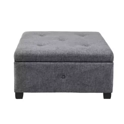 Kirklands Home Benches & Ottomans|Lila Tufted Charcoal Storage Ottoman Gray