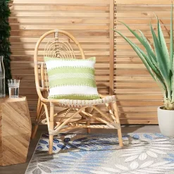 Kirklands Home Outdoor Cushions & Pillows|Lime Woven Stripe Reversible Outdoor Square Pillow