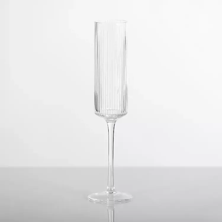 Kirklands Home Glassware & Drinkware|Linear Ribbed Champagne Flute Clear