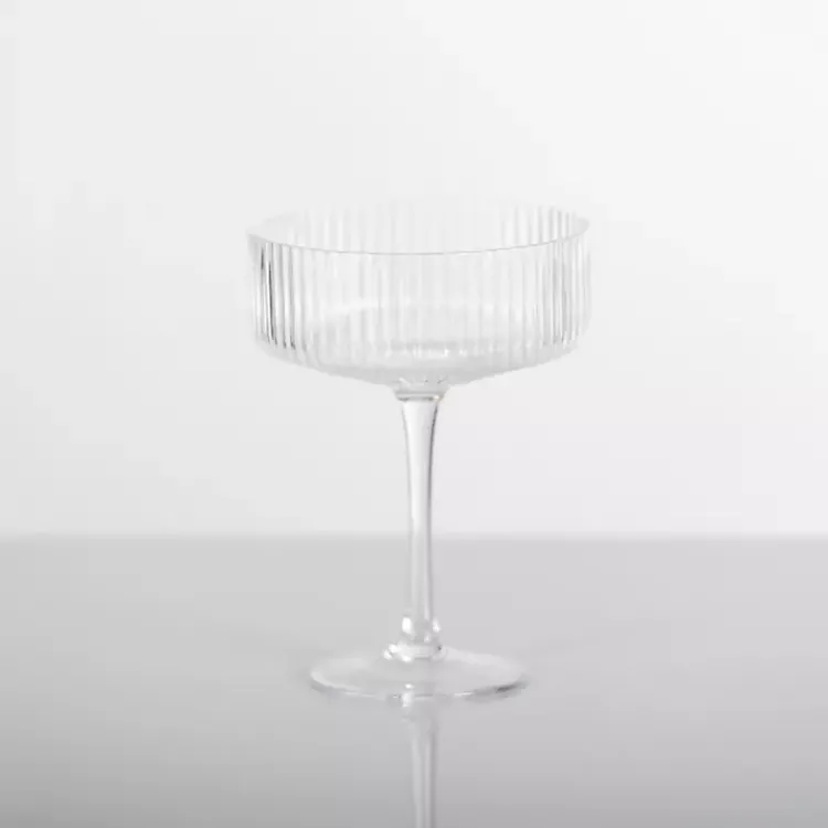Kirklands Home Glassware & Drinkware|Linear Ribbed Coupe Glass Clear