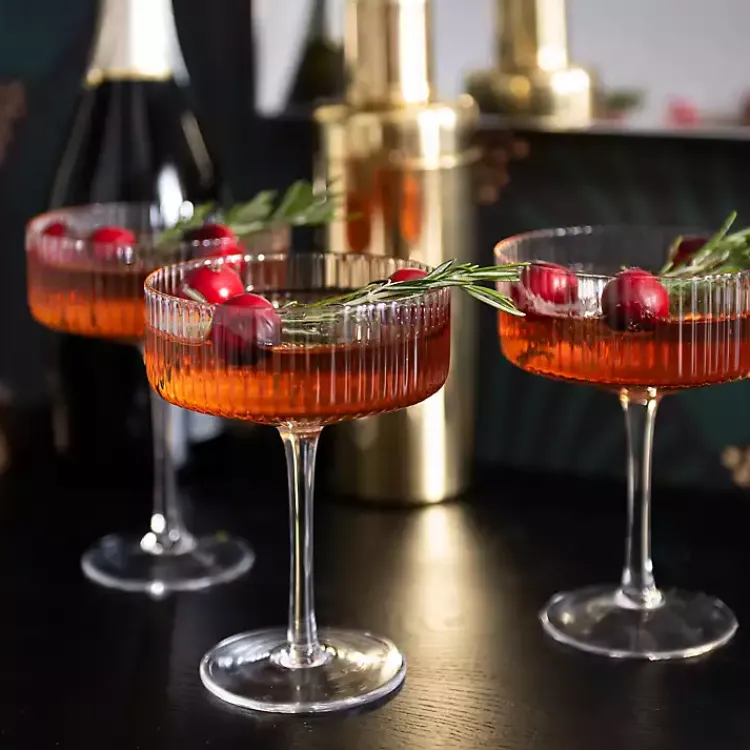 Kirklands Home Glassware & Drinkware|Linear Ribbed Coupe Glass Clear