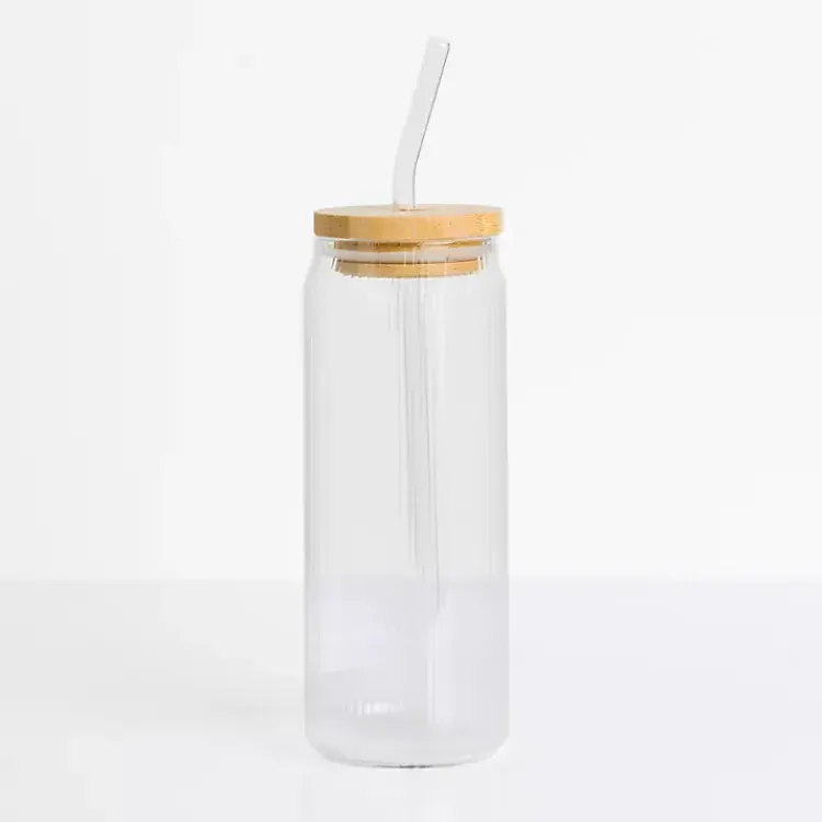 Kirklands Home Glassware & Drinkware|Linear Ribbed Glass Tumbler Clear