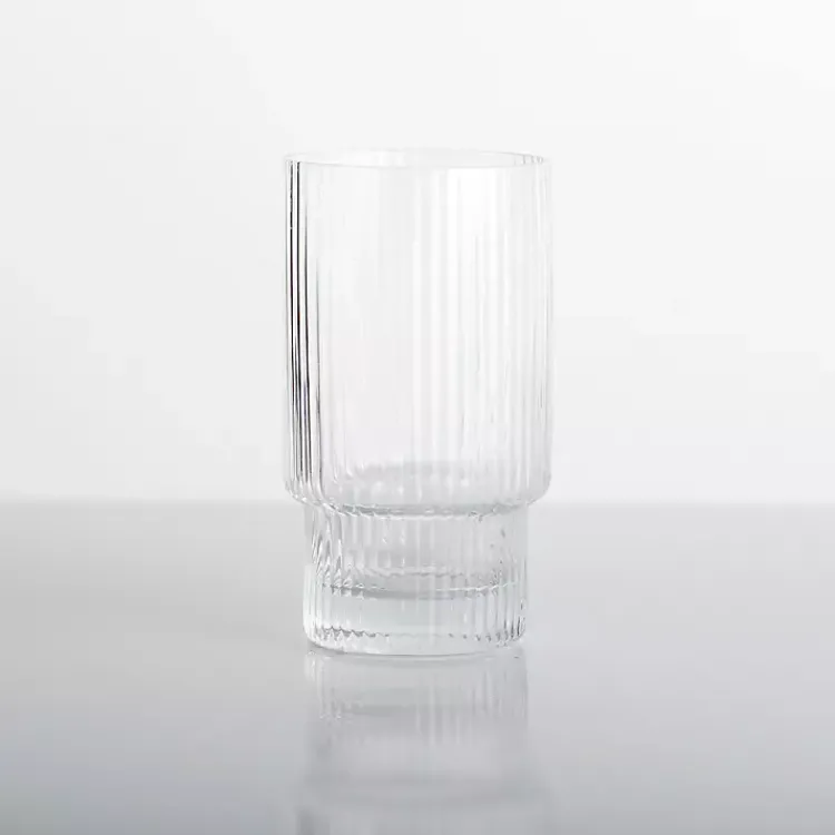 Kirklands Home Glassware & Drinkware|Linear Ribbed Highball Glass Clear