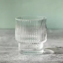 Kirklands Home Glassware & Drinkware|Linear Ribbed Short Glass Clear