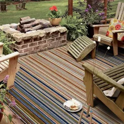 Kirklands Home Outdoor Rugs|Linear Seaside Outdoor Area Rug, 6x9 Multi