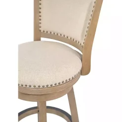 Kirklands Home Bar Stools & Counter Height Stools|Linen and Driftwood Nailhead Swivel Bar Stool Brown