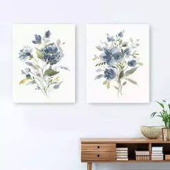 Kirklands Home Canvas Art|Linen Botanical Navy 2-pc. Canvas Art Prints