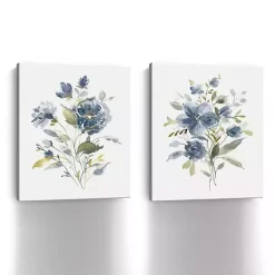 Kirklands Home Canvas Art|Linen Botanical Navy 2-pc. Canvas Art Prints