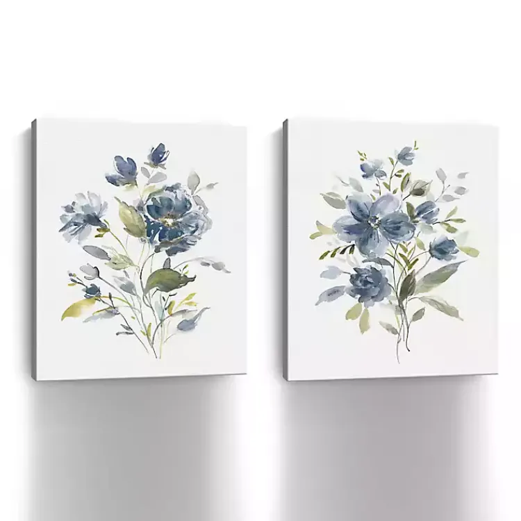 Kirklands Home Canvas Art|Linen Botanical Navy 2-pc. Canvas Art Prints