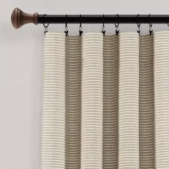 Kirklands Home Curtains & Drapes|Linen Button and Stripe Curtain Panel Set, 84 in.