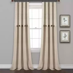 Kirklands Home Curtains & Drapes|Linen Button and Stripe Curtain Panel Set, 95 in.