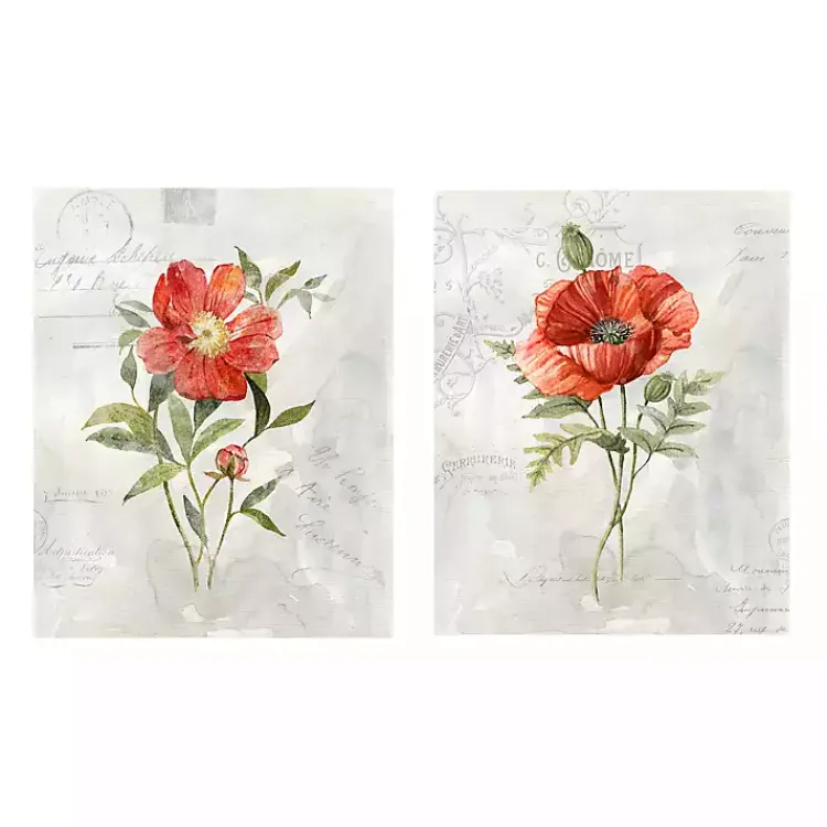 Kirklands Home Canvas Art|Linen Peony Giclee Canvas Art Prints, Set of 2
