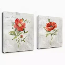 Kirklands Home Canvas Art|Linen Peony Giclee Canvas Art Prints, Set of 2