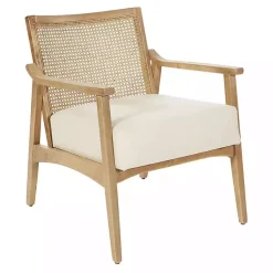 Kirklands Home Accent Chairs|Linen Wash Cane Back Alina Armchair Ivory
