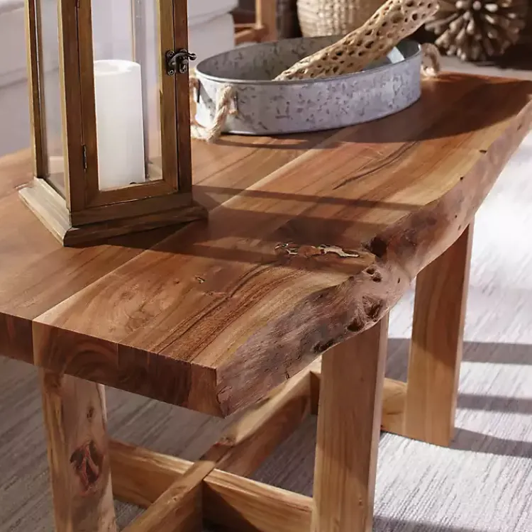 Kirklands Home Coffee Tables|Live Edge Coffee Table with Crossed Legs, 42 in. Tan