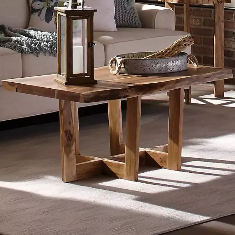 Kirklands Home Coffee Tables|Live Edge Coffee Table with Crossed Legs, 42 in. Tan