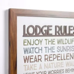 Kirklands Home Wall Quotes & Signs|Lodge Rules Framed Wall Plaque