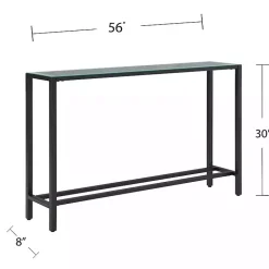 Kirklands Home Console Tables|Long Metal Mirrored Top Console Table Black