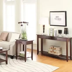 Kirklands Home Console Tables|Long Single Drawer Console Table Brown