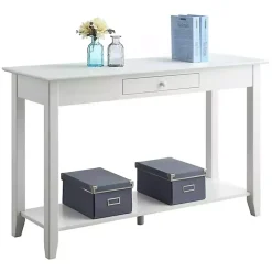 Kirklands Home Console Tables|Long Single Drawer Console Table White