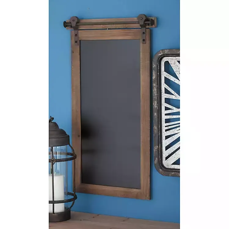 Kirklands Home Wall Storage|Long Wood and Metal Frame Chalkboard
