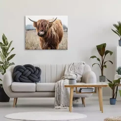 Kirklands Home Canvas Art|Longhorn in Tall Grass Canvas Art Print, 40x30 in. Brown