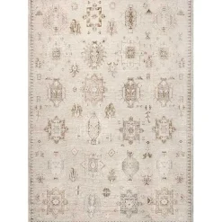 Kirklands Home Area Rugs|Lottie Cream Vintage Washable Area Rug, 6x9 Ivory