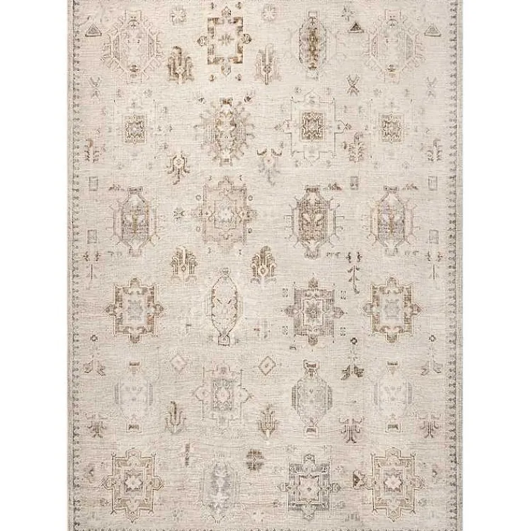 Kirklands Home Area Rugs|Lottie Cream Vintage Washable Area Rug, 6x9 Ivory