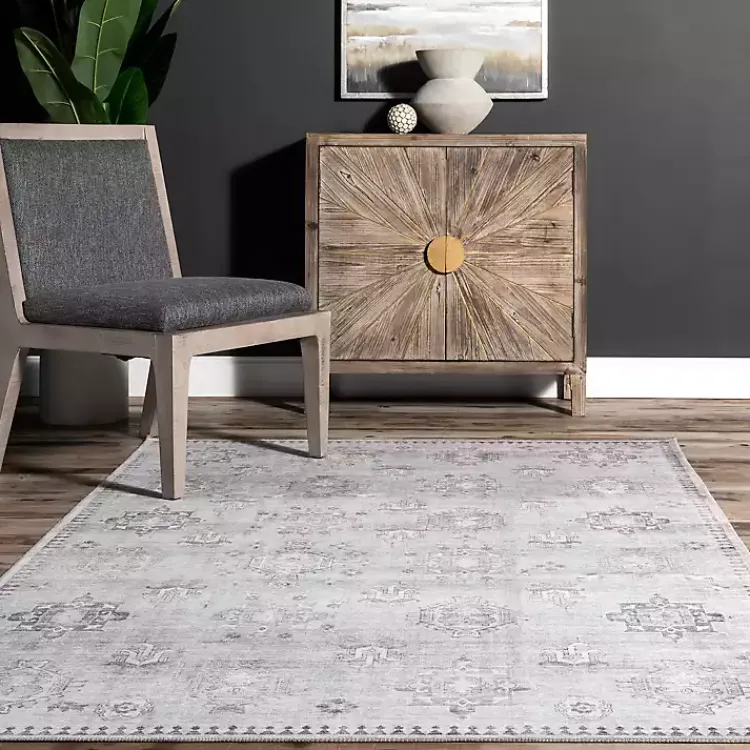 Kirklands Home Area Rugs|Lottie Vintage Washable Area Rug, 8x10 Gray