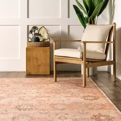 Kirklands Home Area Rugs|Lottie Peach Vintage Washable Area Rug, 5x8 Orange