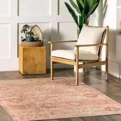 Kirklands Home Area Rugs|Lottie Peach Vintage Washable Area Rug, 8x10 Orange