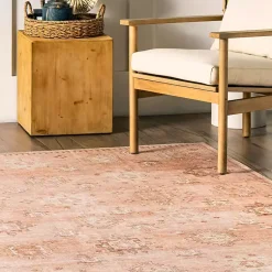 Kirklands Home Area Rugs|Lottie Peach Vintage Washable Area Rug, 8x10 Orange