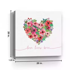 New Love Lives Here Heart Valentine's Canvas Art Print Valentines Day Decorations