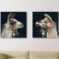 Kirklands Home Canvas Art|Lovely Llama Canvas Art Prints, Set of 2 Multi