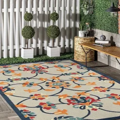 Kirklands Home Outdoor Rugs|Lyla Multi Floral Damask Indoor/Outdoor Rug, 5x8