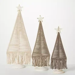Outlet Macrame Woven 3-pc. Tree Figurine Set Christmas Decorations