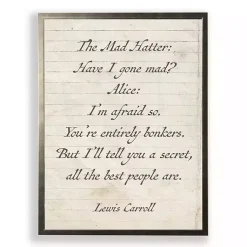 Kirklands Home Wall Quotes & Signs|Mad Hatter Quote Wall Plaque White