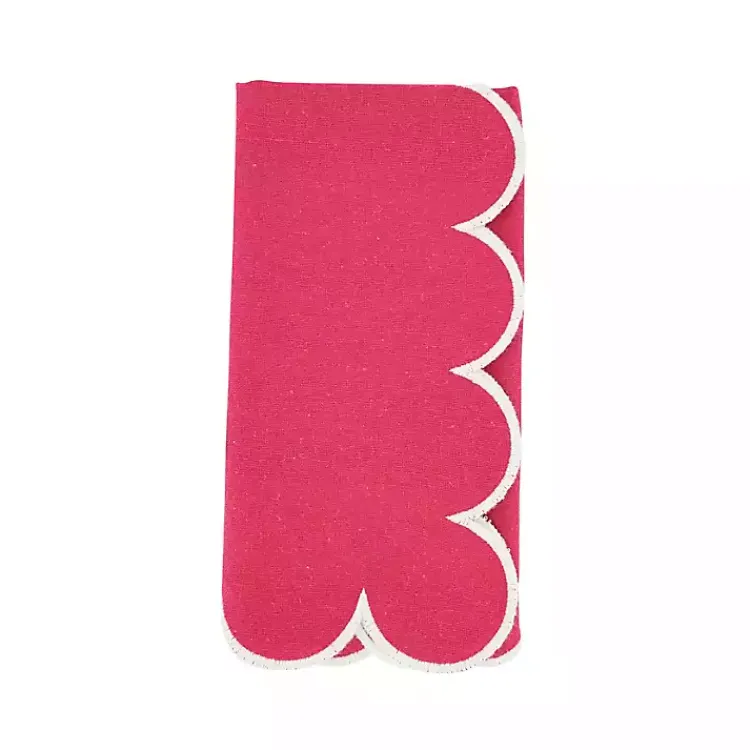 Kirklands Home Table Linens|Magenta Scalloped Edge Napkins, Set of 4 Pink