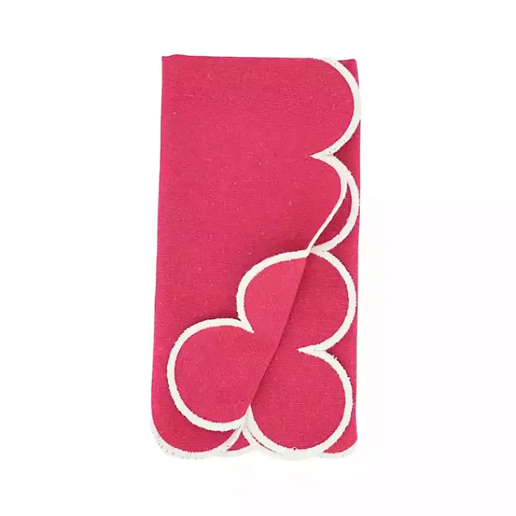 Kirklands Home Table Linens|Magenta Scalloped Edge Napkins, Set of 4 Pink