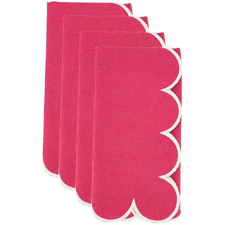 Kirklands Home Table Linens|Magenta Scalloped Edge Napkins, Set of 4 Pink