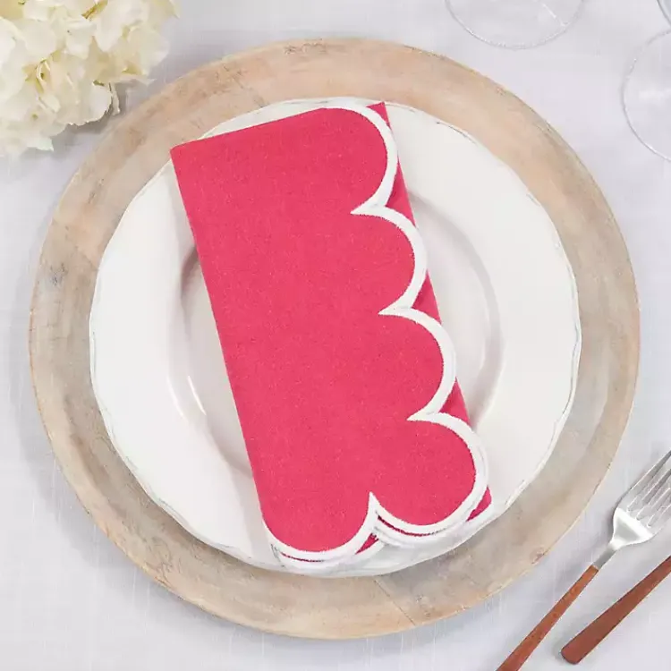 Kirklands Home Table Linens|Magenta Scalloped Edge Napkins, Set of 4 Pink