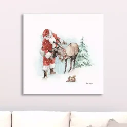 Best Magical Holidays Santa Reindeer Canvas Art Print Christmas Art & Wall Decor